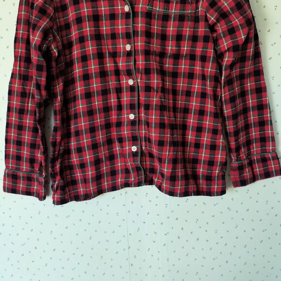 Lands' End Flannel Pajama Set Womens M Red Tartan Plaid Cotton Cozy Pockets - Picture 11 of 16